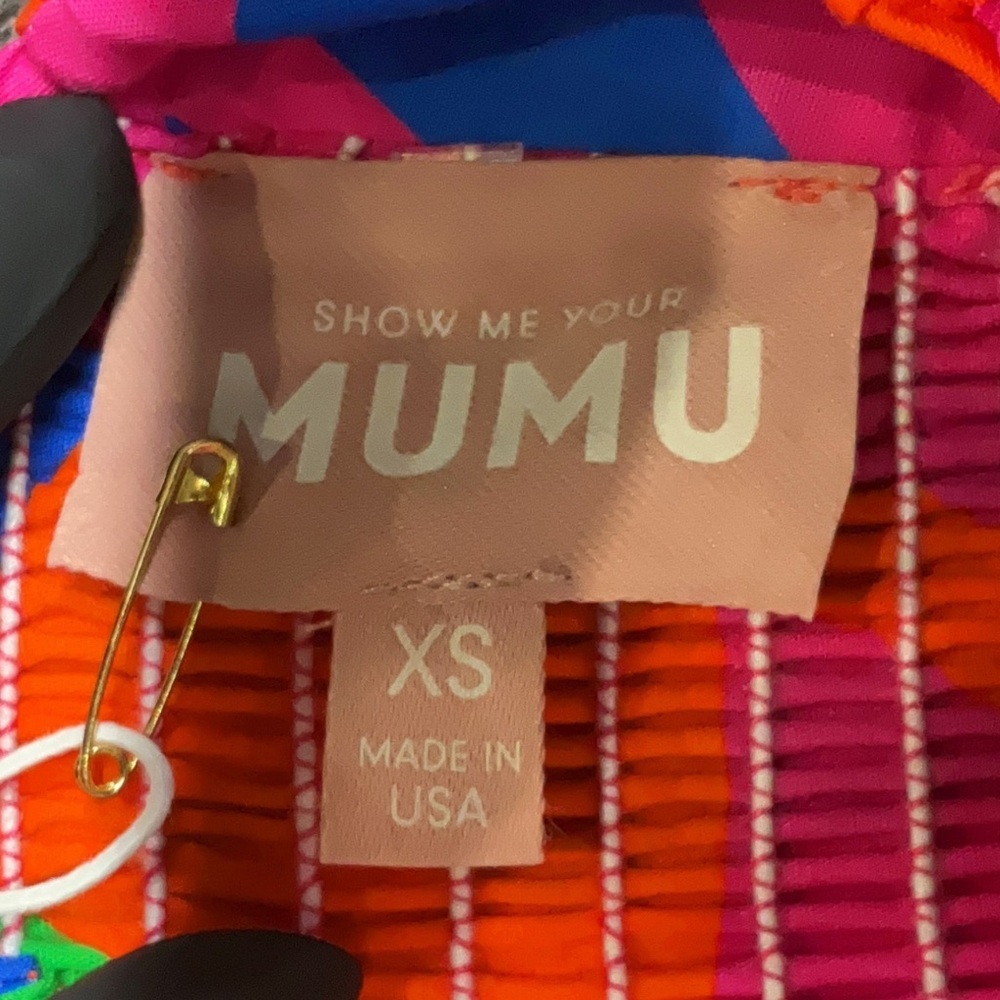 Show Me Your Mumu Cartagena Colorful Pink Orange Blue Green Smocked Crop XS - Picture 5 of 7